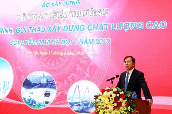 Bộ Xây dựng trao Giải thưởng công trình, gói thầu xây dựng chất lượng cao đợt 3 năm 2018 và đợt 1 năm 2019